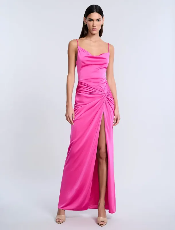 Cowl Draped Gown With Twist