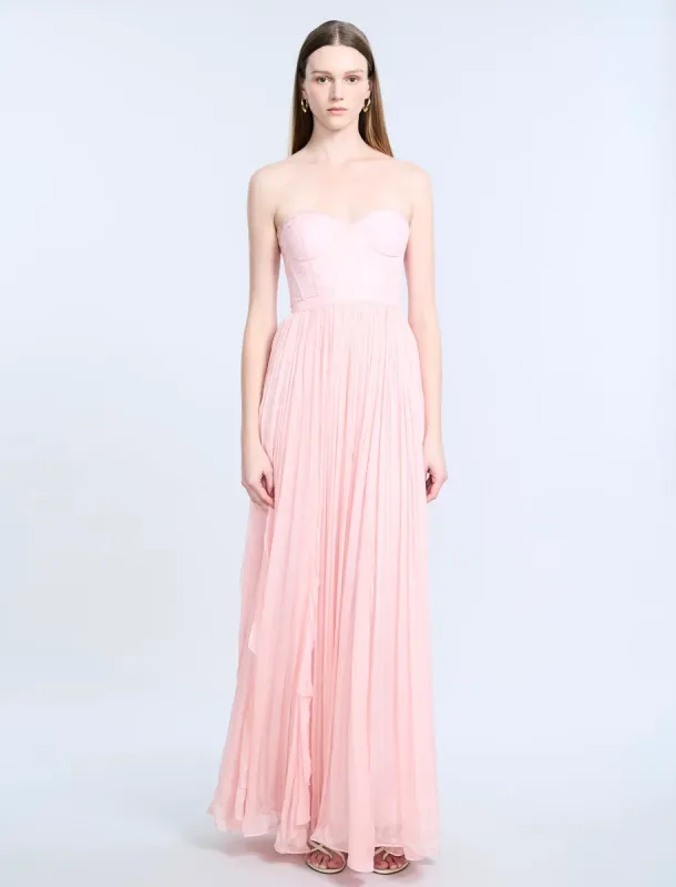 Lace Bodice Chiffon Rufle Gown