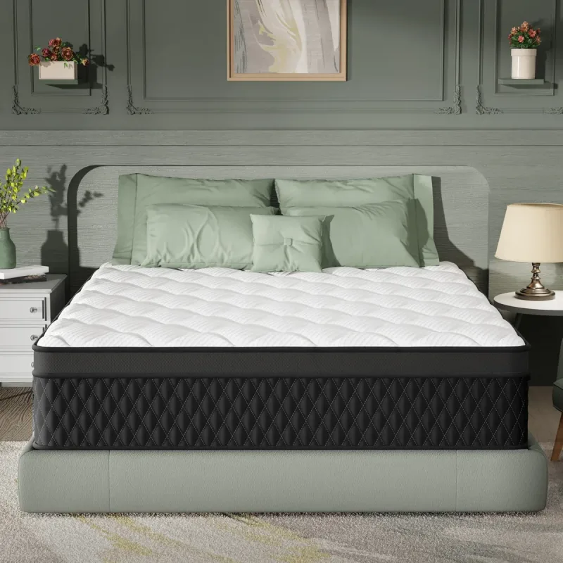 ELEMUSE Charcoal-Infused Memory Foam Mattress - Fiberglass-Free, Cooling Gel & Strong Edge Support