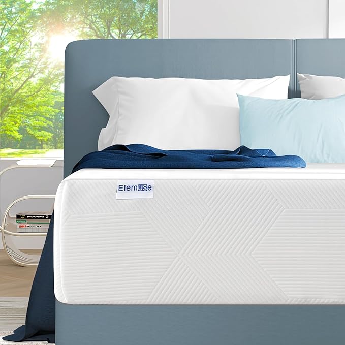 ELEMUSE 3-Layer Gel Memory Foam Mattress - Egg Crate Airflow, CertiPUR-US, 10-Year Warranty
