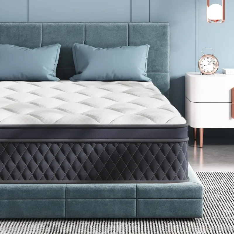 Warmkisshome Hybrid Mattress - Cooling Gel Memory Foam, Pocket Coils, Edge Support & CertiPUR-US Certified