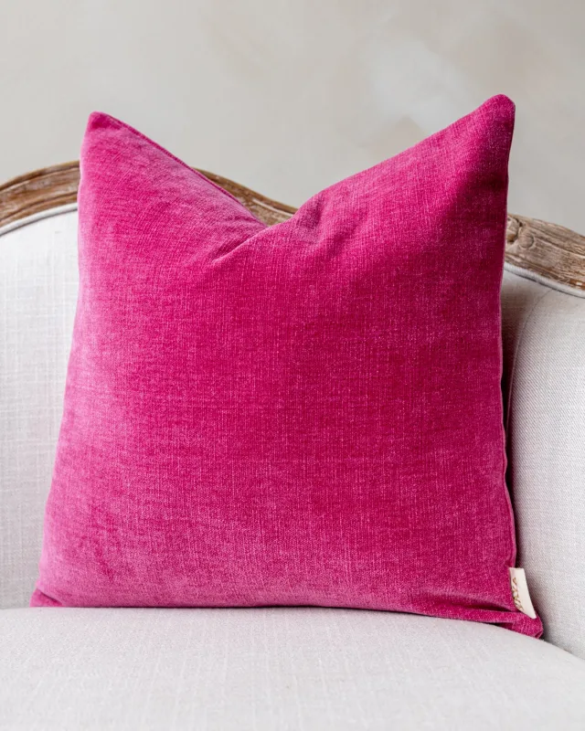Elle Pink Velvet Throw Pillow