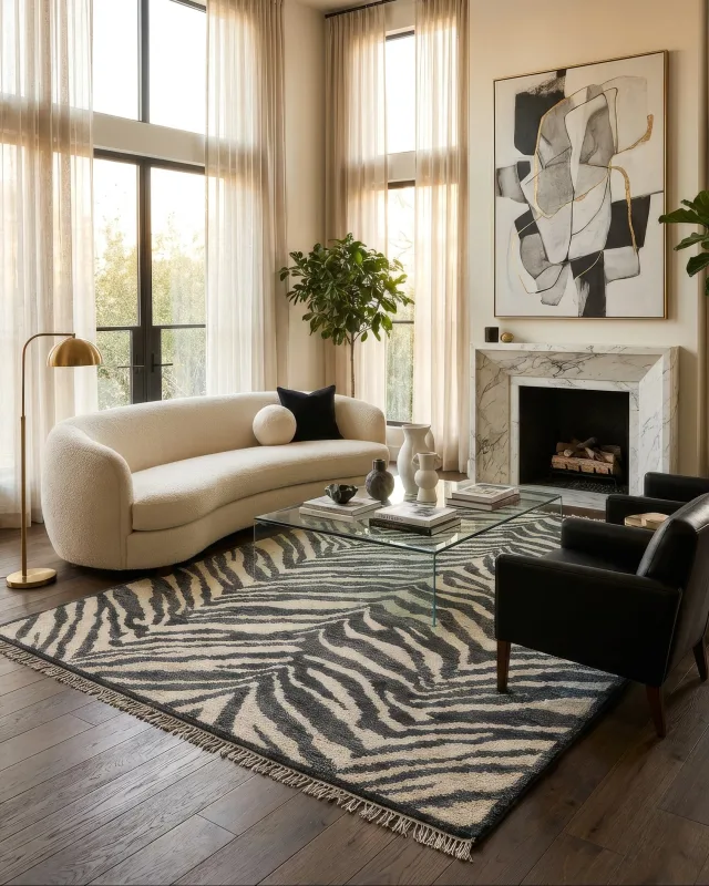 Zebra Organic Wool Handknotted Rug