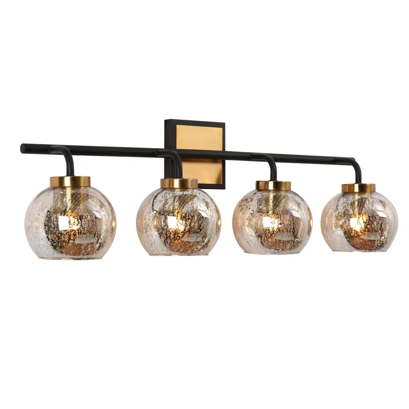 Macfie 29" Wide Mercury Glass Black Vanity Light