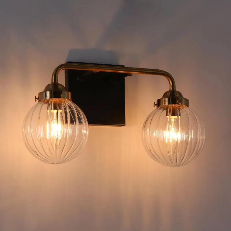 Abey 14" Wide Black and Gold Vanity Light