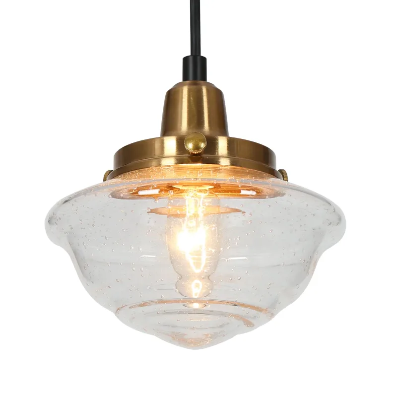 Dinero 6" Wide Black and Brass Mini Pendant