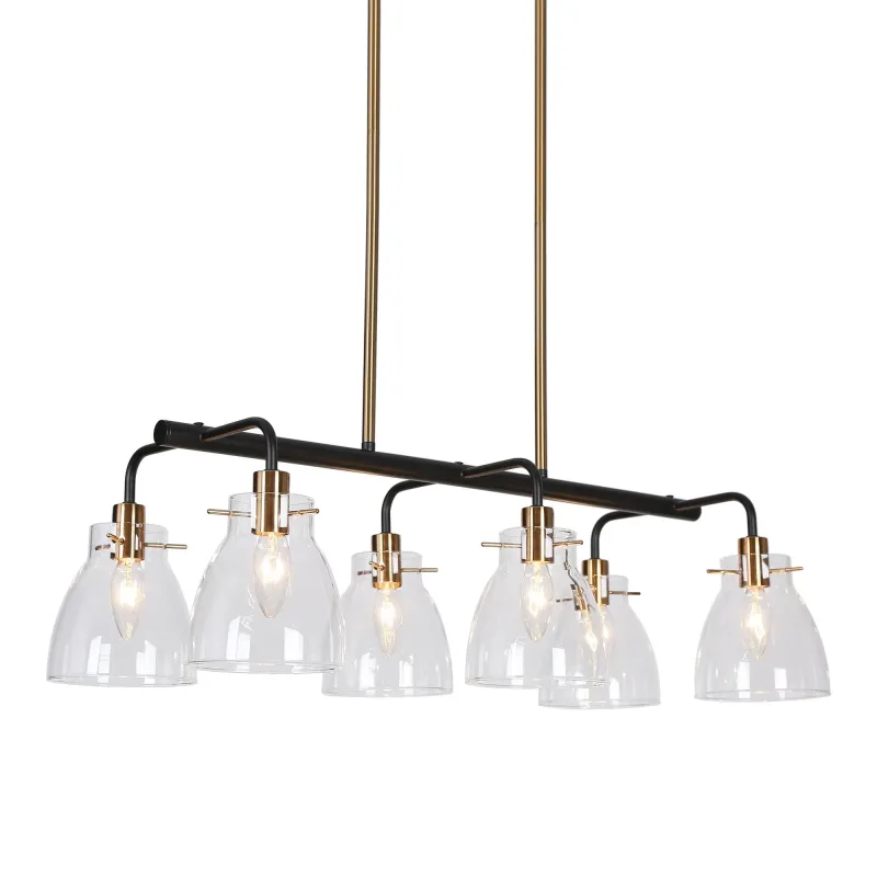 Gerben 28" Wide Black 6-Light Kitchen Island Light