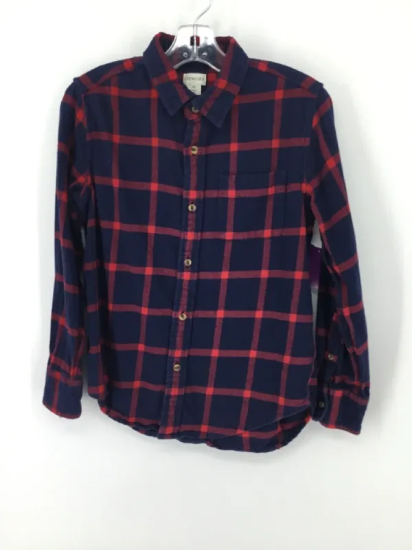 Crewcuts Child Size 10 Navy Plaid Shirt - boys