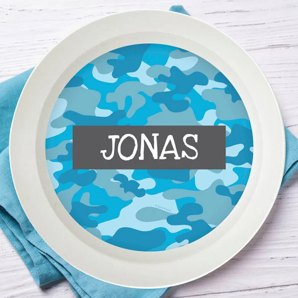Blue Camo Personalized Kids Bowl