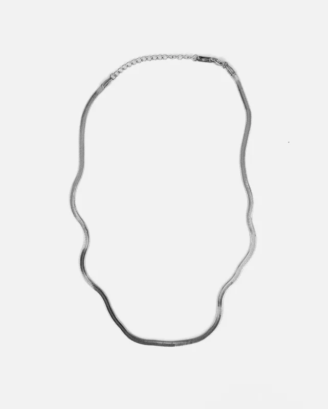 Herringbone Chain Necklace - Silver