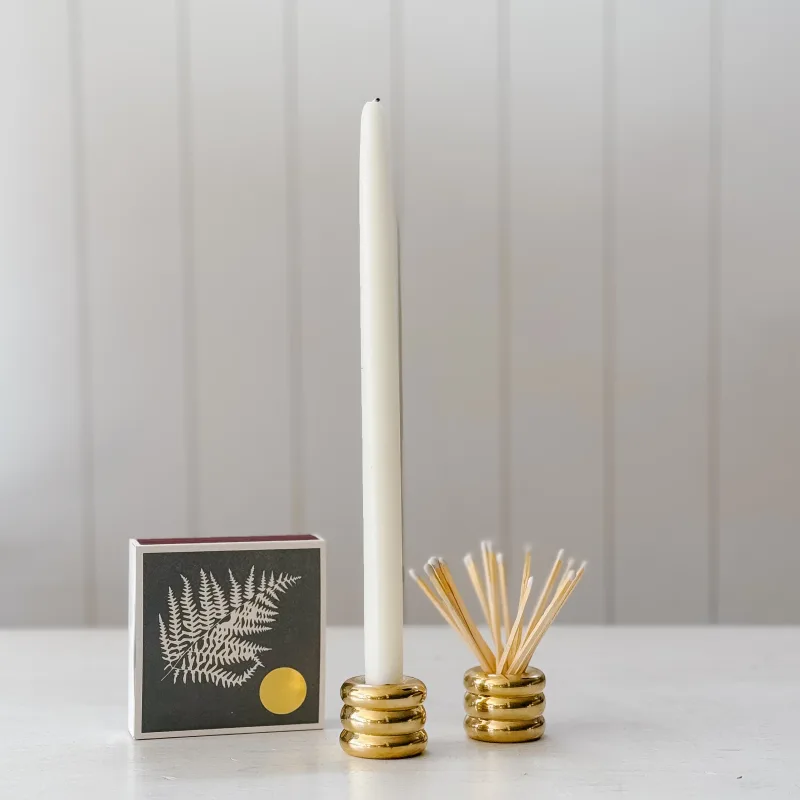 Savi Taper Holder | Solid Polished Brass
