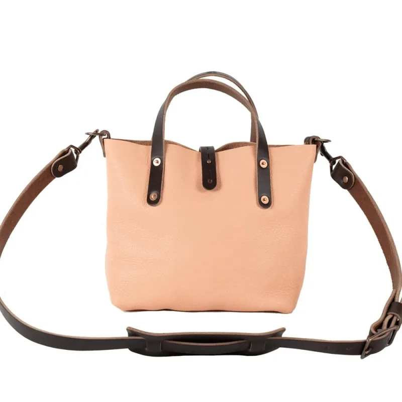 AVERY LEATHER TOTE BAG - MINI CROSSBODY - PEACH FUZZ