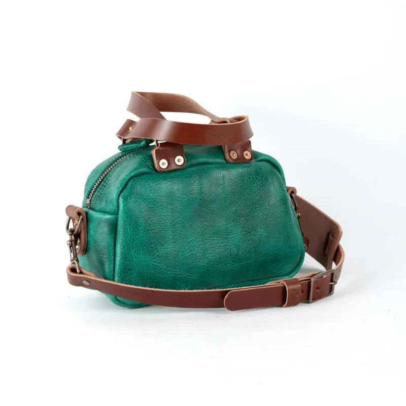 HOFFMAN LEATHER CROSSBODY BAG - MINI - PINE GREEN BISON