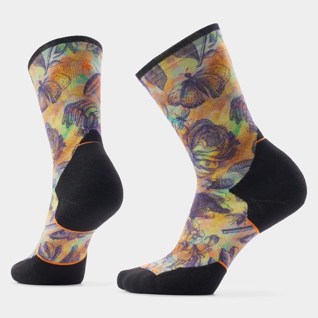 Mens Trail Run Floral Party Print Crew Socks