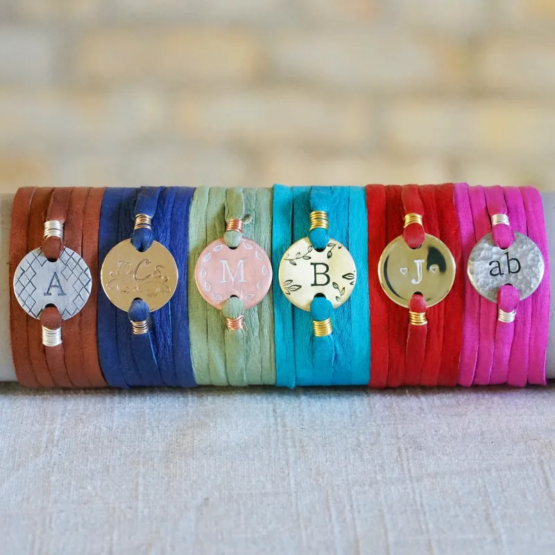 Personalized Leather Monogram Bracelet