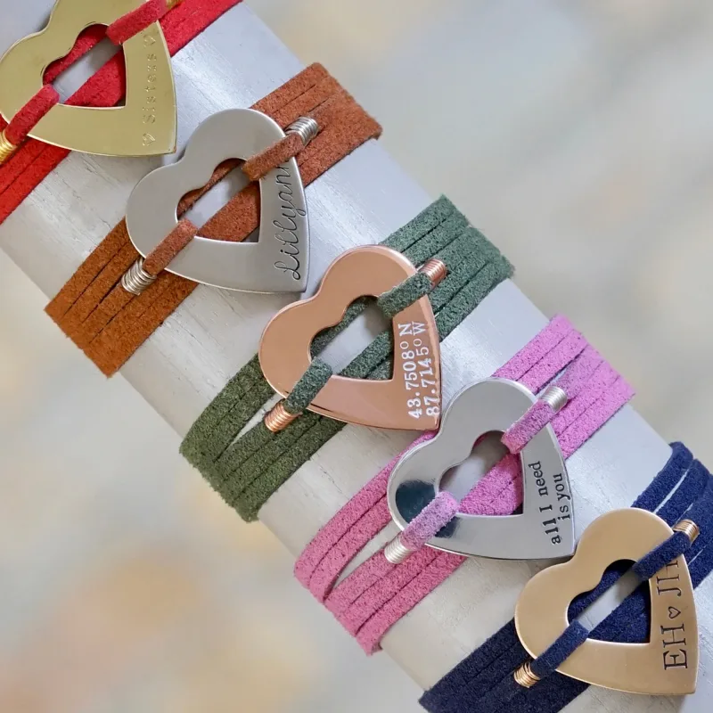 Heart Suede Wrap Bracelet