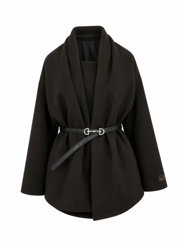 Lennox Cashmere Wool Blend Scarf Draped Coat