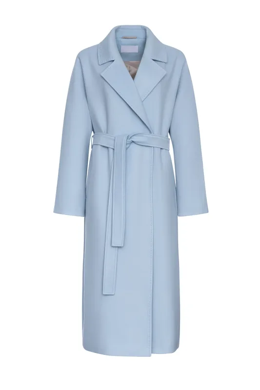 Leroy Classic Wraparound Wool Blend Overcoat in Sky Blue