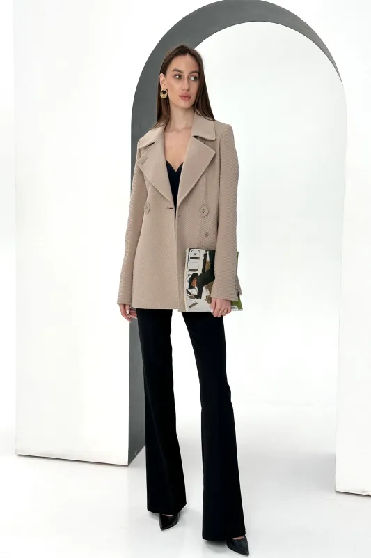 Lyndale Cashmere Wool Blend Coat in Nude