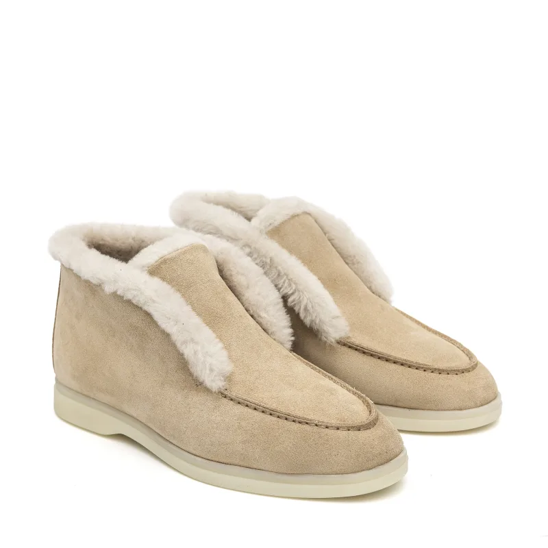 Norwood Genuine Shearling Ankle Boots in Beige