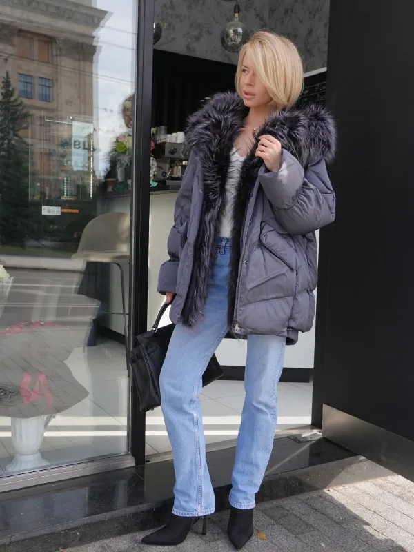Orchid Genuine Fur Trim Down Parka