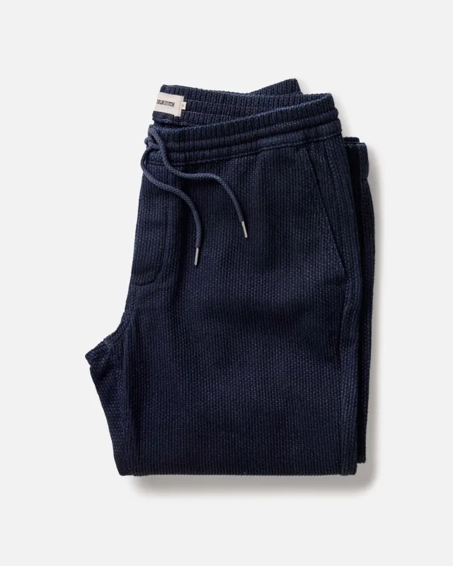 The Apres Pant in Rinsed Indigo Sashiko