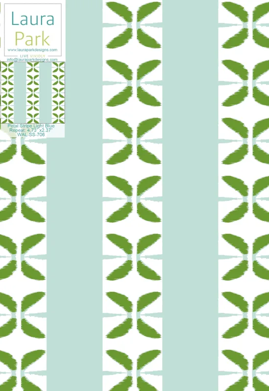 Petal Stripe Light Blue Wallpaper