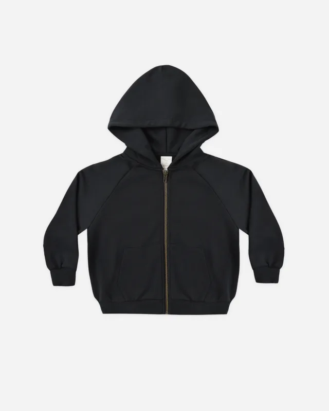 Zip Raglan Hoodie Black