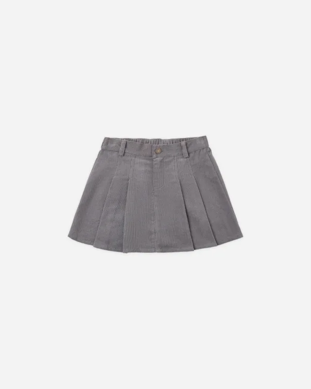 Pleated Corduroy Skirt Slate