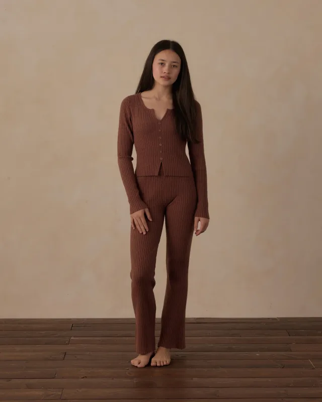 Teen Flare Rib Knit Pant Mulberry