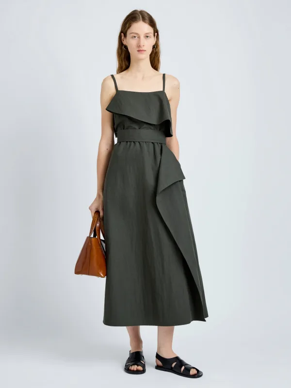 Proenza Schouler Reign Dress in Washed Cotton - Willow