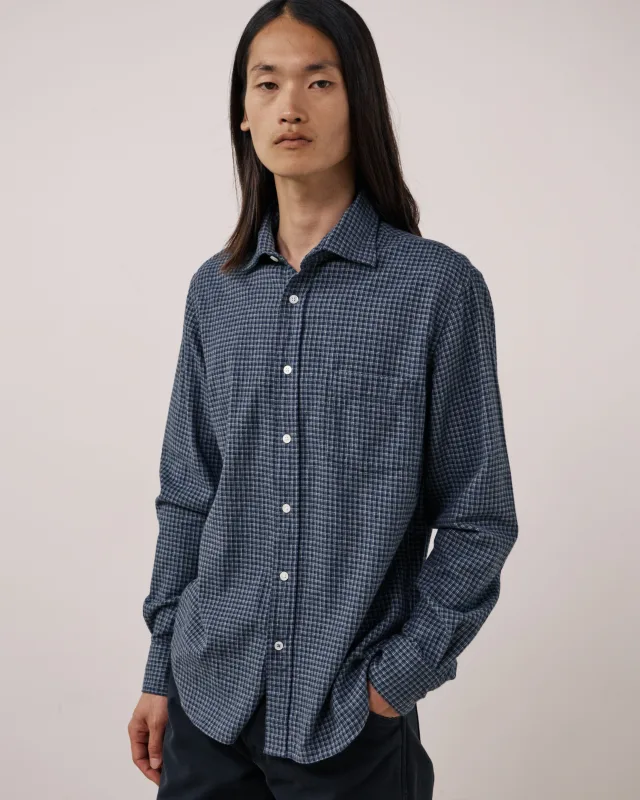 Hartford Flannel Paul Shirt - Navy