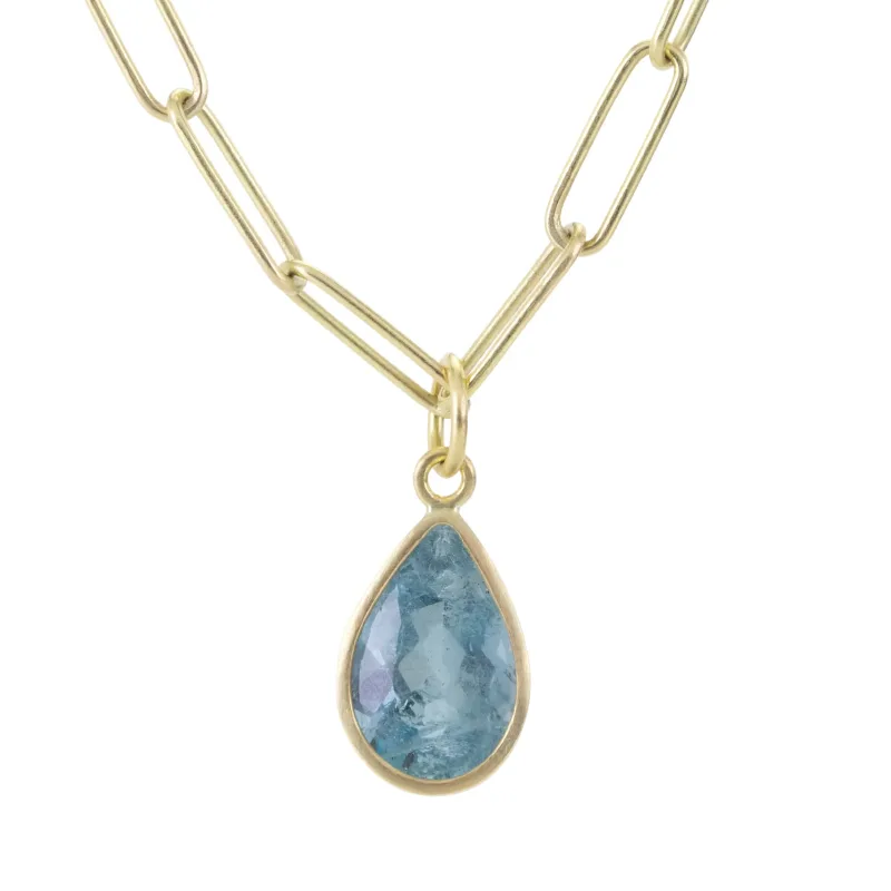 Teardrop Dark Aquamarine Pendant (Pendant Only)