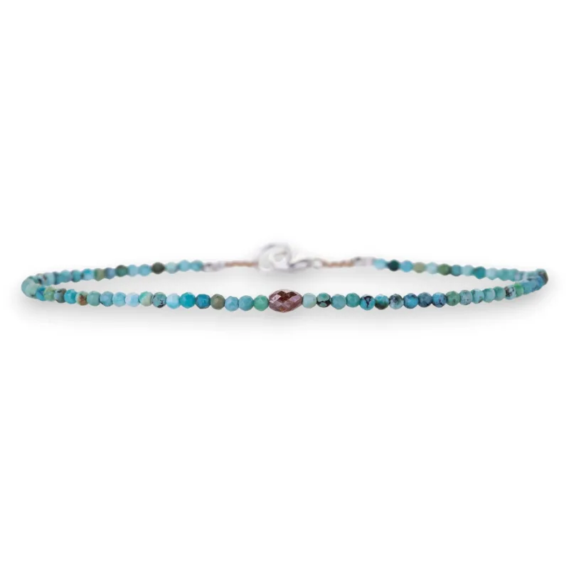 Faceted Turquoise and Rustic Diamond Bead Bracelet