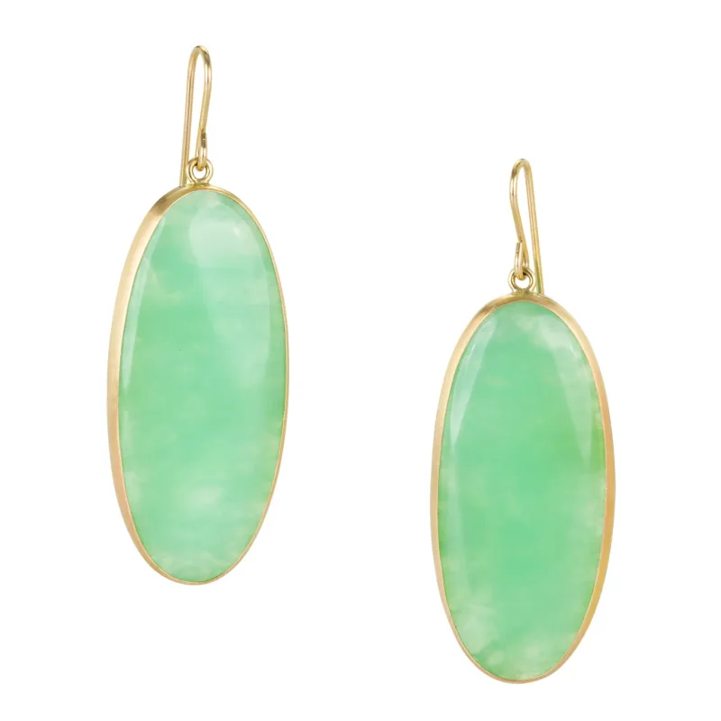 Chrysoprase Cabochon Drop Earrings