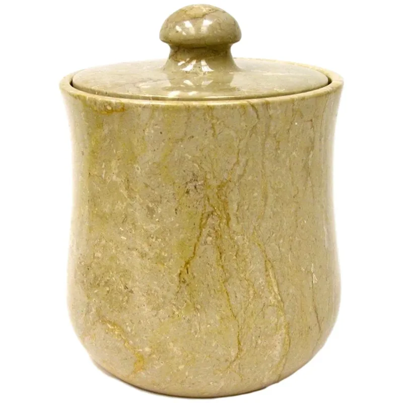 Kitchen Canisters | Sahara Beige Marble 9-Inch Modern Kitchen Canister