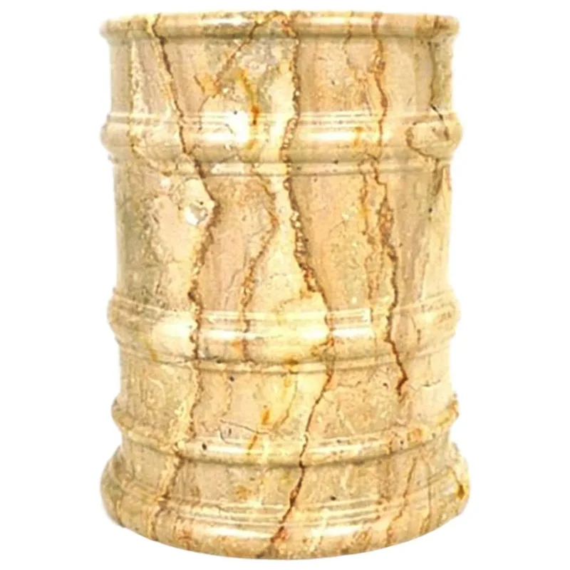 Marble Wastebasket Crafted from Sahara Beige Marble
