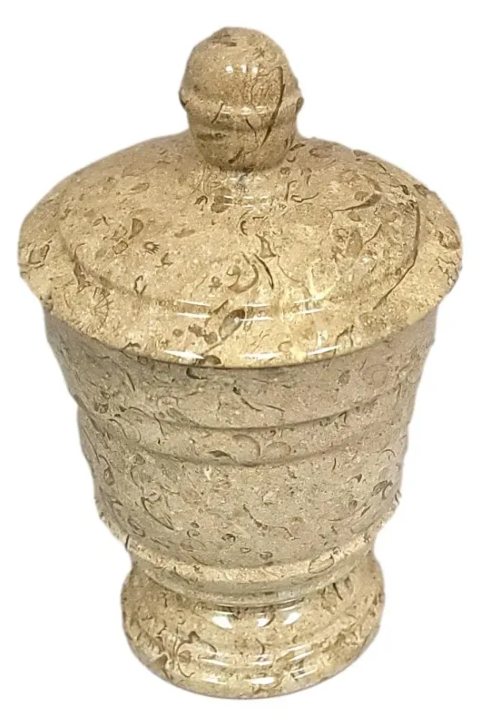Fossil Stone Bathroom Canister | Cotton Ball Holder
