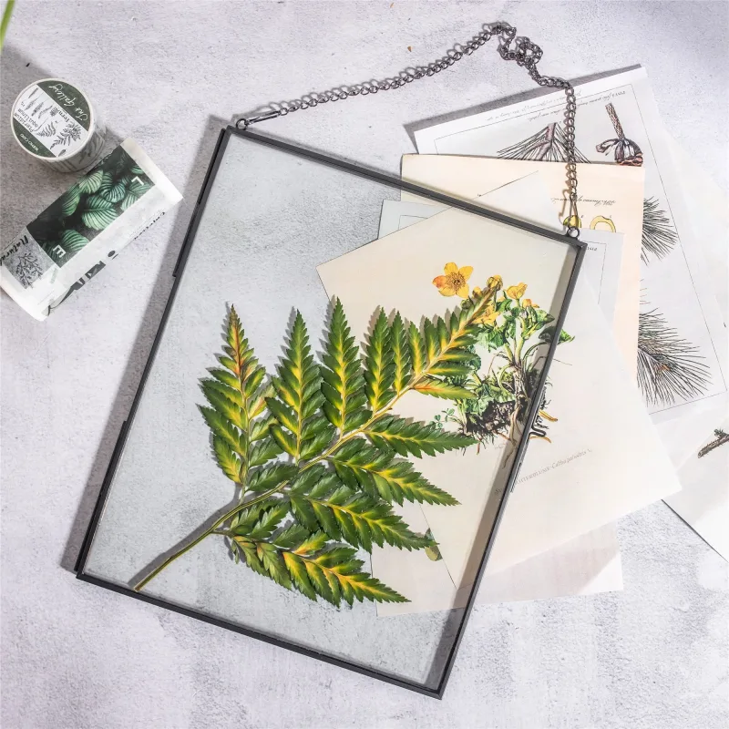 9.84"Handmade Black Large Wall Hanging Brass Glass Artwork Certificate Photo Display Floating Frame FR02T2