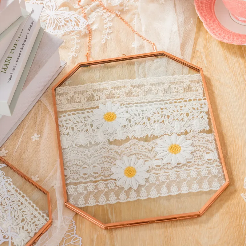 8x10"Wall Hanging Long Octagon Herbarium Copper Glass Frame for Pressed Flowers Dried floating Frame FO04T3