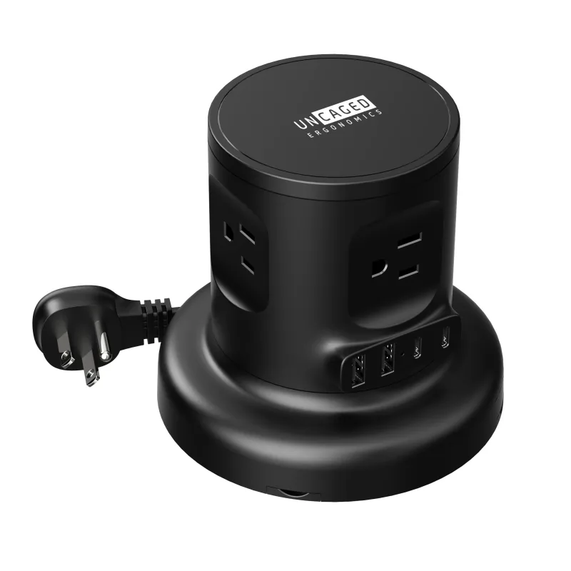 Retractable Power Strip with USB-C and 6ft Retractable Cord
